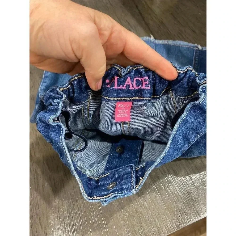 The Children's Place Girls Blue Denim Button Mini Skirt Size 6-7